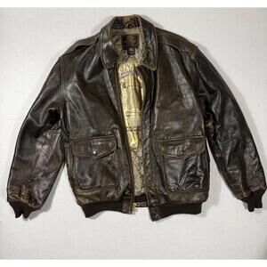Cockpit USA Vintage A-2 Brown Leather Bomber Size L 2004